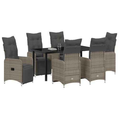 Комплект за хранене в градината 7 pcs Сиво полиратан