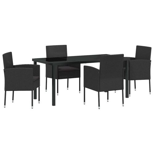 Комплект за хранене в градината 5 pcs Черно полиратан
