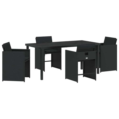 Комплект за хранене в градината 5 pcs Черно полиратан