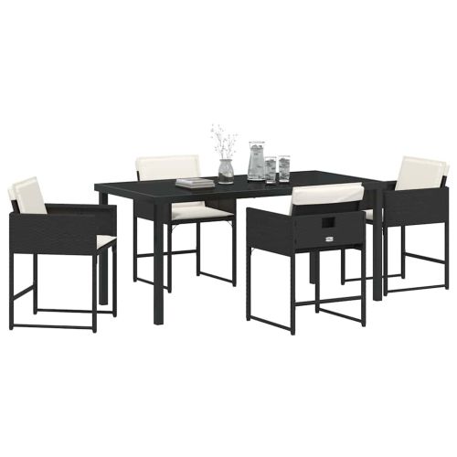 Комплект за хранене в градината 5 pcs Черно полиратан