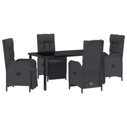 Комплект за хранене в градината 5 pcs Черно полиратан