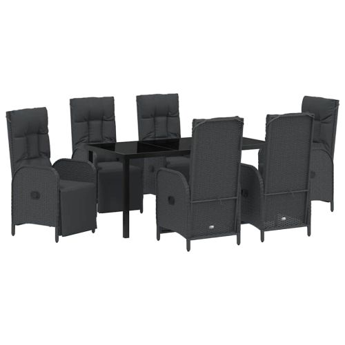 Комплект за хранене в градината 7 pcs Черно полиратан