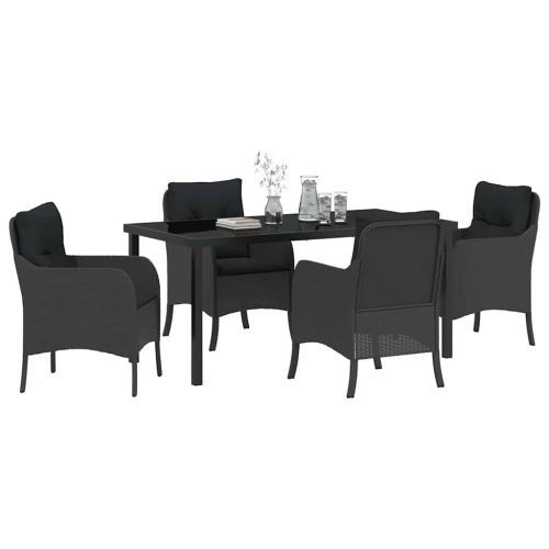 Комплект за хранене в градината 5 pcs Черно полиратан