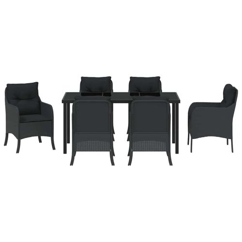 Комплект за хранене в градината 7 pcs Черно полиратан