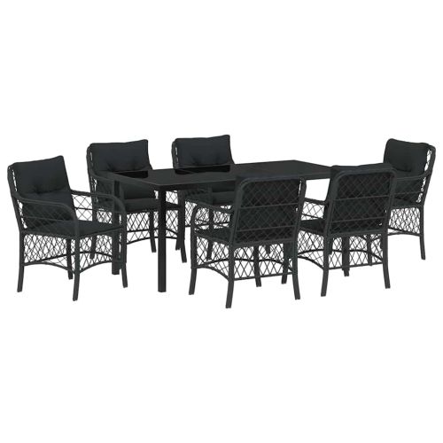 Комплект за хранене в градината 7 pcs Черно полиратан