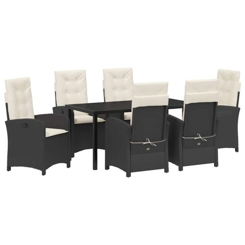 Комплект за хранене в градината 7 pcs Черно полиратан
