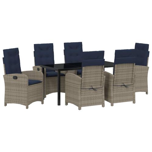 Комплект за хранене в градината 7 pcs Сив полиратан