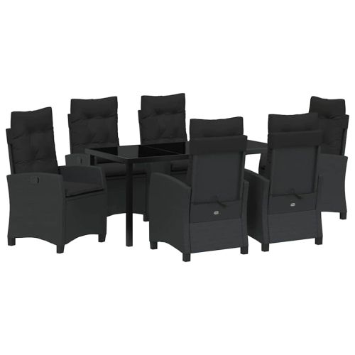 Комплект за хранене в градината 7 pcs Черно полиратан
