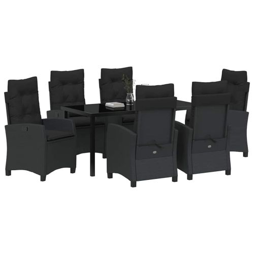Комплект за хранене в градината 7 pcs Черно полиратан