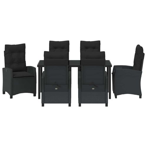 Комплект за хранене в градината 7 pcs Черно полиратан