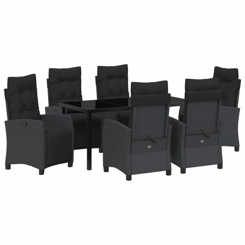 Комплект за хранене в градината 7 pcs Черно полиратан