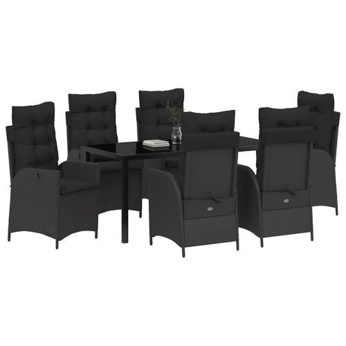 Комплект за хранене в градината 7 pcs Черно полиратан