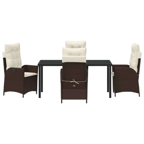 Комплект за хранене в градината 5 pcs Кафяво полиратан