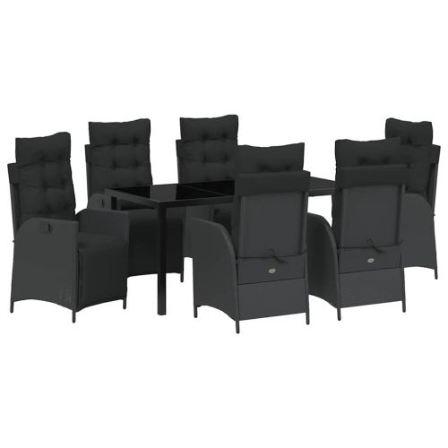 Комплект за хранене в градината 7 pcs Черно полиратан