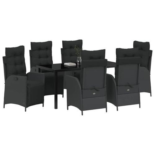 Комплект за хранене в градината 7 pcs Черно полиратан