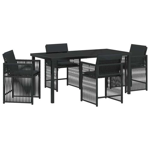 Комплект за хранене в градината 5 pcs Черно полиратан