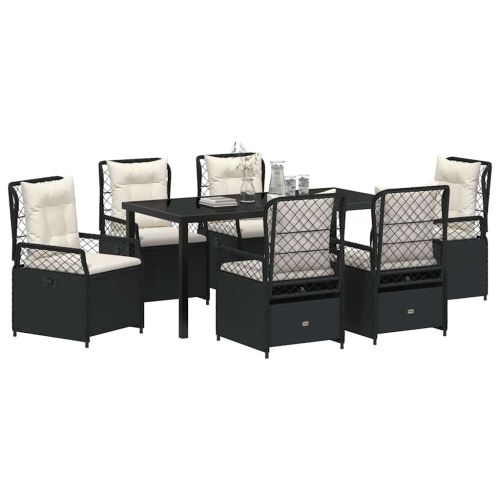 Комплект за хранене в градината 7 pcs Черно полиратан