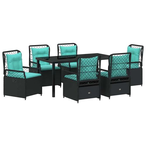 Комплект за хранене в градината 7 pcs Черно полиратан