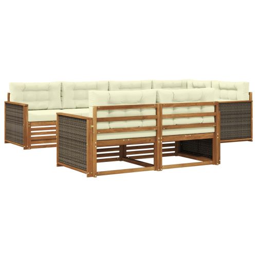 Комплект дивани за открито 7 pcs Натурален и Крема