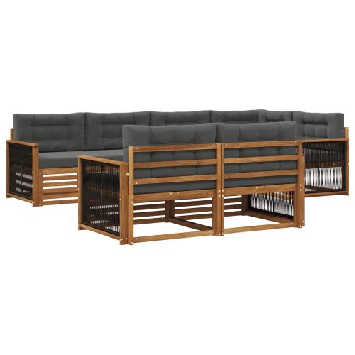 Комплект дивани за открито 7 pcs Натурален и Антрацит