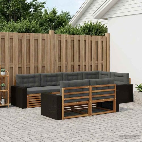 Комплект дивани за открито 7 pcs Натурален и Антрацит