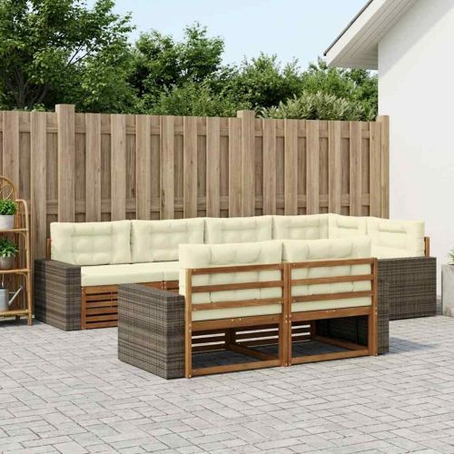 Комплект дивани за открито 7 pcs Натурален и Крема