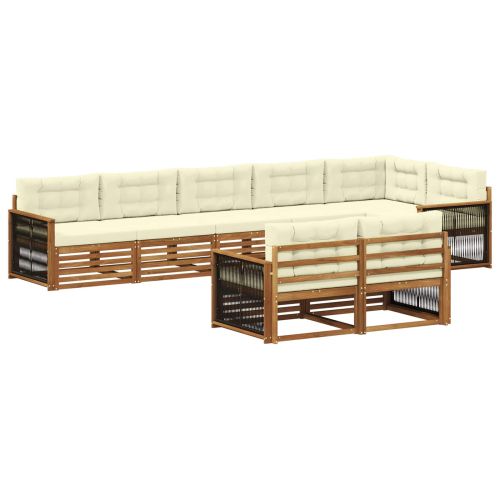 Комплект дивани за открито 8 pcs Натурален и Крема