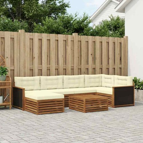 Комплект дивани за открито 7 pcs Натурален и Крема