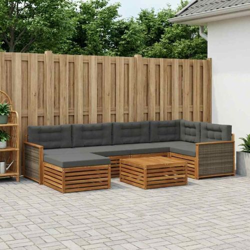 Комплект дивани за открито 7 pcs Натурален и Антрацит