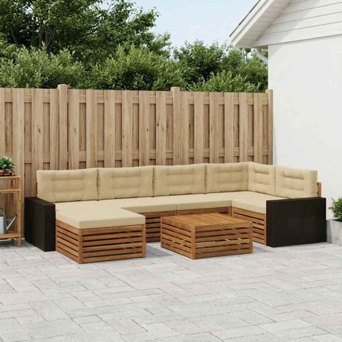Комплект дивани за открито 7 pcs Натурален и Бежов