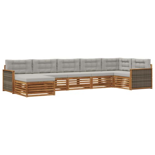 Комплект дивани за открито 7 pcs Натурално и светлосиво