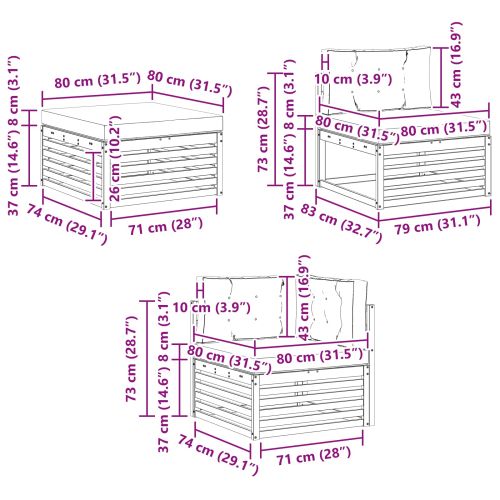 Комплект дивани за открито 7 бр. Натурален и Бежов