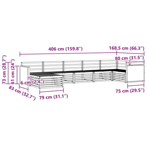 Комплект дивани за открито 7 pcs Натурално