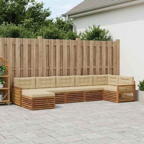 Комплект дивани за открито 7 pcs Натурален и Бежов