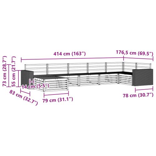 Комплект дивани за открито 7 pcs Натурално