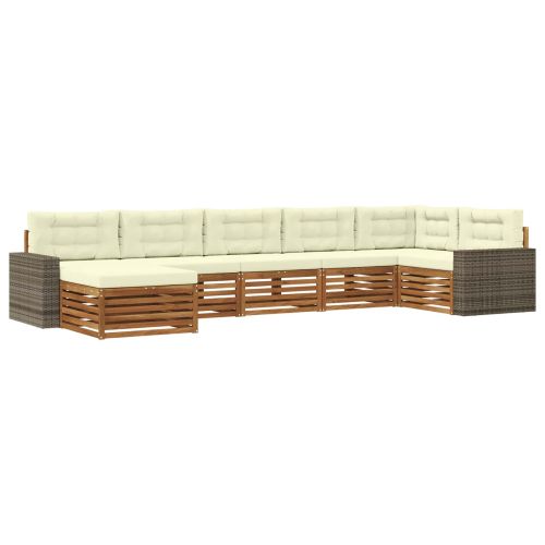 Комплект дивани за открито 7 pcs Натурален и Крема