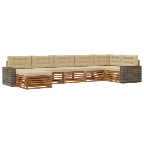 Комплект дивани за открито 7 pcs Натурален и Бежов