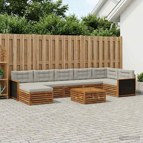 Комплект дивани за открито 8 pcs Натурално и светлосиво