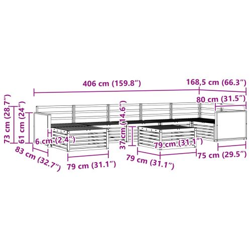 Комплект дивани за открито 8 pcs Натурално