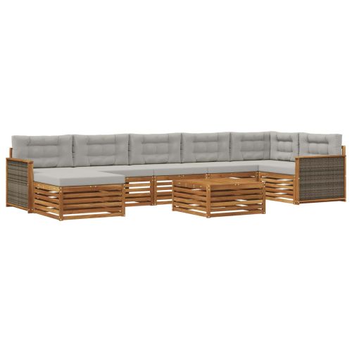 Комплект дивани за открито 8 pcs Натурално и светлосиво