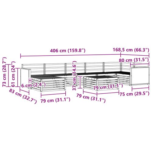 Комплект дивани за открито 8 pcs Натурално