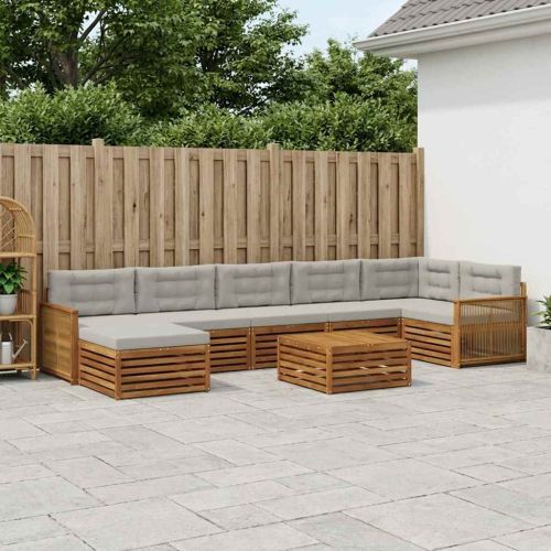 Комплект дивани за открито 8 pcs Натурално и светлосиво