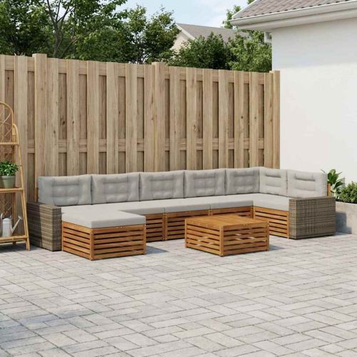 Комплект дивани за открито 8 pcs Натурално и светлосиво