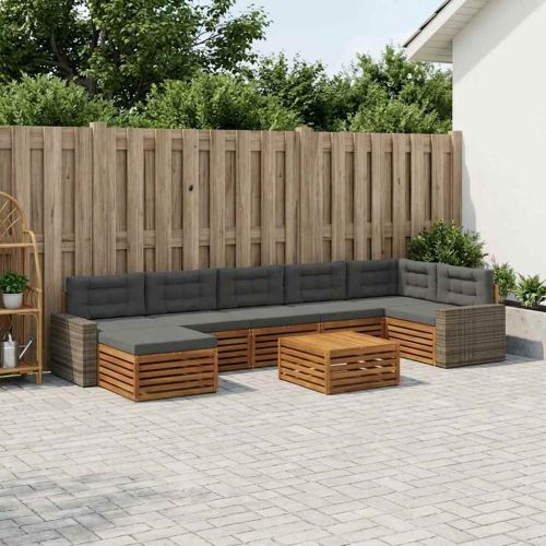 Комплект дивани за открито 8 pcs Натурален и Антрацит