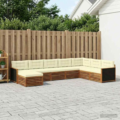Комплект дивани за открито 8 pcs Натурален и Крема