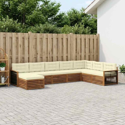 Комплект дивани за открито 8 pcs Натурален и Крема