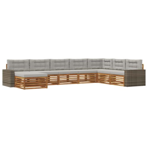 Комплект дивани за открито 8 pcs Натурално и светлосиво