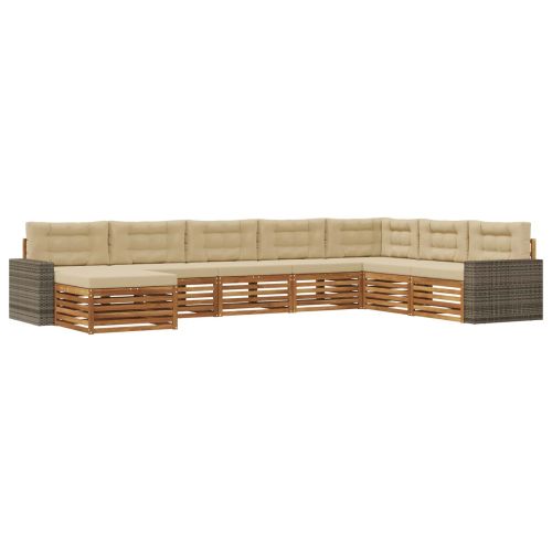 Комплект дивани за открито 8 pcs Натурален и Бежов