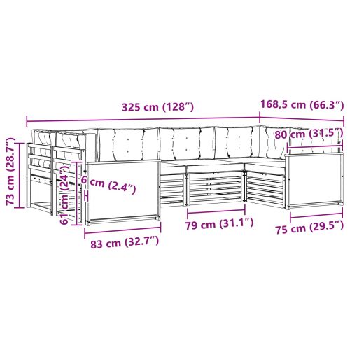 Комплект дивани за открито 6 pcs Натурално