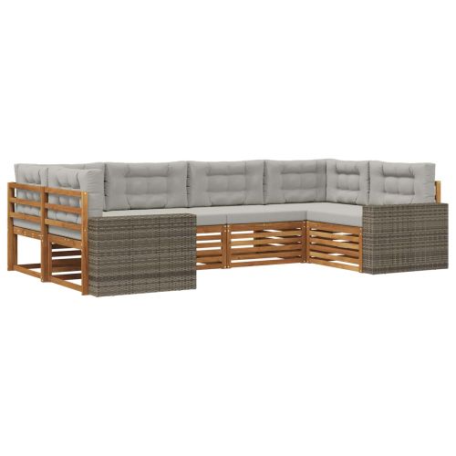 Комплект дивани за открито 6 pcs Натурално и светлосиво